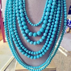 BaubleBar Seven strand blue beaded necklace